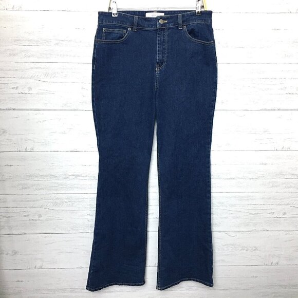Elizabeth & James Textile Jeans Flare Leg High Rise Dark Wash size 12 length 32" - Picture 1 of 8